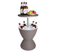 Relaxdays Cool Bar Side Table with Cooling Function, 30L, Adjustable Height, Rattan, Beige, 82x48.5x48.5 cm