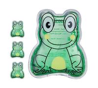 Relaxdays Cooling Pads for Children, Set of 4, Compresses in Animal Shapes, Reusable, Green, 11x9x1.5 cm