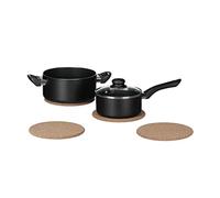 Relaxdays Cork Trivet Set of 4, Holders for Pots and Pans, Round Coasters, Heatproof, 19 cm Ø, Natural, Standard