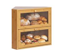Relaxdays Corner bread bin, bamboo, 2-tier