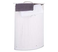 Relaxdays Corner Laundry Basket Bamboo, Foldable Bin 60 L, Space-saving, Cotton Bag, HxWxD: 65 x 49.5 x 37 cm, White