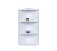 Relaxdays corner shelf, 3 shelves, bathroom shelf, wall or freestanding, space-saving, HWD: 62x35x25 cm, MDF, white