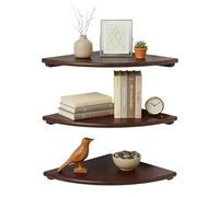 Relaxdays Corner Shelf, H x D x D: 3 x 25 x 25 cm, Walnut Wood, Living Room, Decoration, Load Capacity: 5 kg, Hanging Bookcase, Dark Brown