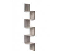Relaxdays corner shelf, HxWxD: 125 x 20 x 20 cm, 5-tier, MDF, zigzag design, wall-mounted shelf, light grey