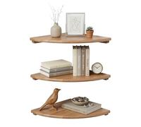 Relaxdays Corner Shelf, HxWxD: 3 x 30 x 30 cm, walnut, living room, decor, load capacity: 5 kg, wall shelf, natural