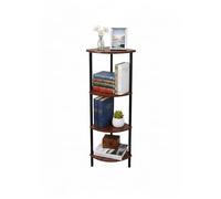 Relaxdays Corner Shelf with 4 Shelves, Freestanding MDF/Metal, 125x44.5x31.5 cm, Brown/Black