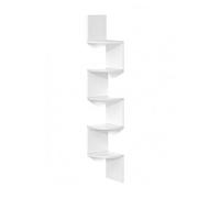 Relaxdays Corner Shelf with 5 MDF Zigzag Shelves, Wall-Mounted, White, 125x20x20 cm