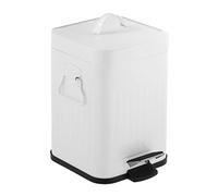 Relaxdays Cosmetic Bin, 3 Litres, Pedal Bin with Soft Close Mechanism, Removable Inner Bucket, Bathroom Bin, White
