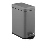 Relaxdays Cosmetic Bin 5 litres, Pedal Bin with Soft Close Mechanism, Including Inner Container, H x W x D: 30 x 28.5 x 14 cm, Light Grey