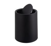 Relaxdays cosmetic bin, 6 litres, swing lid, inner bucket, matt plastic, round, black