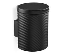 Relaxdays Cosmetic Bin Wall Mounted 5 Litre Soft Close Inner Bucket Metal Round Bathroom Trash Can Black, 30% plastic 70% iron
