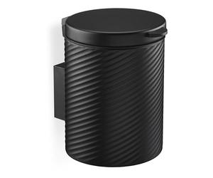Relaxdays Cosmetic Bin Wall Mounted 5 Litre Soft Close Inner Bucket Metal Round Bathroom Trash Can Black, 30% plastic 70% iron