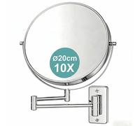 Relaxdays Cosmetic Mirror, Wall Mounted, 10x Magnification, 360° Rotatable, Diameter 20 cm, Metal, Make-Up Mirror, Silver