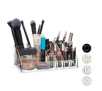 Relaxdays Cosmetic Organiser, Makeup Kit for Lipstick, Nail Polish, Acrylic Jewellery Stand, Golden