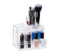 Relaxdays Cosmetic Organiser, Makeup Kit for Lipstick, Nail Polish, Acrylic Jewellery Stand, Transparent