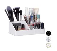 Relaxdays Cosmetic Organiser, Makeup Kit for Lipstick, Nail Polish, Acrylic Jewellery Stand, White