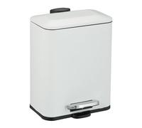 Relaxdays Cosmetics Waste Bin, 5 Litre, Bathroom Soft-Close Trash Can, Matt Finish, Removable Inner Bin, Pedal, White