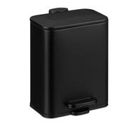 Relaxdays Cosmetics Waste Bin, 5 Litre, Bathroom Soft-Close Trash Can, Matt Finish, Removable Inner Bin, Pedal, Black