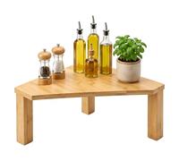 Relaxdays Countertop Shelf, 1 Tier, HxWxD: 15 x 30 x 30 cm, Natural | Corner Shelf, Kitchen & Bathroom, Bamboo