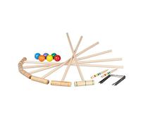 Relaxdays Croquet Game, Wooden Set, 6 Players, Adults, Outdoor, Indoor, Garden, Park, Travel Bag, Mallet, Multicoloured, Polyester, Wood, 80 x 23 x 15 cm