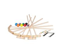 Relaxdays Croquet Game, Wooden Set, 8 Players, Adults, Outdoor, Indoor, Garden, Park, Travel Bag, Mallet, Multicoloured, Wood, 76 x 13 x 3 cm