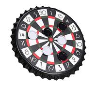 Relaxdays Crown Cap Dart Board, Magnetic Target, Drinking Game with 6 Crown Cork Seals, Party Treat Ø 25 cm, Black