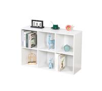 Relaxdays Cube Bookcase, 6 Compartments, Freestanding Shelf for Living Room, White, 91x61x30 cm