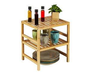 Relaxdays Cupboard Insert, 2x Set, Bamboo, HxWxD: 20 x 35.5 x 30.5 cm, Shelf Rack for Worktop & Kitchen Cabinet, Natural