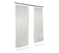 Relaxdays Curtains with Loops, Transparent, Set of 2, Solid Colour, Polyester, HxW: 245 x 140 cm, Cream