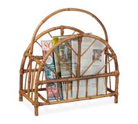 Relaxdays Curved Rattan Newspaper Rack