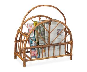 Relaxdays Curved Rattan Newspaper Rack