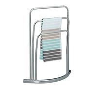 Relaxdays CURVY Towel Rack, Silver, 85 x 66 x 20 cm, Metal