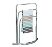 Relaxdays CURVY Towel Rack, Silver, 85 x 66 x 20 cm, Metal