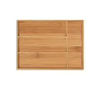 Relaxdays Cutlery Tray, 4 Compartments, Bamboo, 5 x 26 x 35.5 cm, Small Kitchen Drawer Insert, for Utensils, Natural