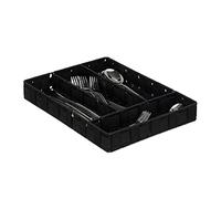 Relaxdays Cutlery Tray, 4 Compartments, Kitchen Flatware Organiser, Drawer Insert, HxWxD: 4.5x26x36 cm, Black