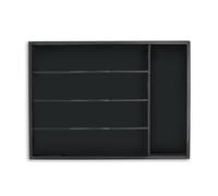Relaxdays Tray, 5 Compartments, Drawer Insert, HBT: 4.5 x 34 x 25 cm, Bamboo, Cutlery Organiser, Black