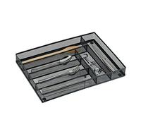 Relaxdays Cutlery Tray, 5 x 28.5 x 40.5 cm, 6 Compartments, Organiser, Divider, Kitchen Drawer Insert, Metal, Anthracite, Steel