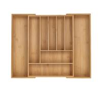 Relaxdays Cutlery Tray, 7-9 Compartments, 5 x 32.5-53.5 x 43 cm, Extendable Drawer Organiser, Bamboo, Kitchen, Natural