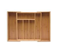 Relaxdays Cutlery Tray, Extendable, 5-7 Compartments, HxWxD: 5.5 x 39 x 35.5 cm, Kitchen Drawer Insert, Bamboo, Natural