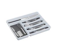 Relaxdays Cutlery Tray, Kitchen Drawer Insert, for Silverware & Cooking Utensils, 4.5 x 33 x 40 cm, Plastic, White/Grey