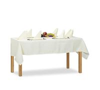 Relaxdays Damask Tablecloth 135 x 180 cm Table Linen Set 8 Napkins and a Tablecloth Plain Polyester, Polyester, Bordeaux, 180 x 135 x 0.3 cm