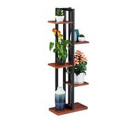 Relaxdays Dark Brown Steel & MDF Plant Shelf with 5 Shelves 117 x 43 x 22 cm
