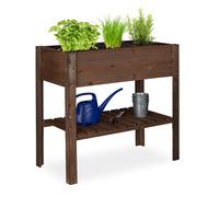 Relaxdays Dark Brown Wooden Raised Garden Bed