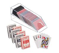 Relaxdays Dealing Shoe, Holder with 6 Decks, Blackjack Card Dispenser, HxWxD:10 x 10 x 29cm, Transparent/Black, 10 x 10 x 29 cm