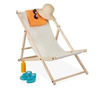 Relaxdays Deckchair Wood Foldaway