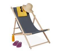 Relaxdays Deckchair Wood Foldaway