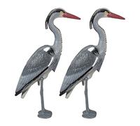 Relaxdays Decorative Decoy, Standing Heron Statue, Garden Pond Protection, Bird Repellent, PE, Grey, 92x18x49cm