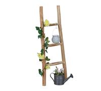 Relaxdays Decorative Ladder, 90 cm Tall, Garden Decor, 3 Rungs, Chestnut Wood, Handmade, Towel & Clothing Rack, Natural
