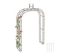 Relaxdays Garden Arbour, Metal, HWD: 240 x 155 x 39 cm, Rose Arch, Archway Trellis for Climbing Plants & Flowers, Brown, Steel