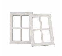 Relaxdays Decorative Window Frames Set of 2, Wall Decor, Vintage Pine Sash Style, 40x28 cm White
